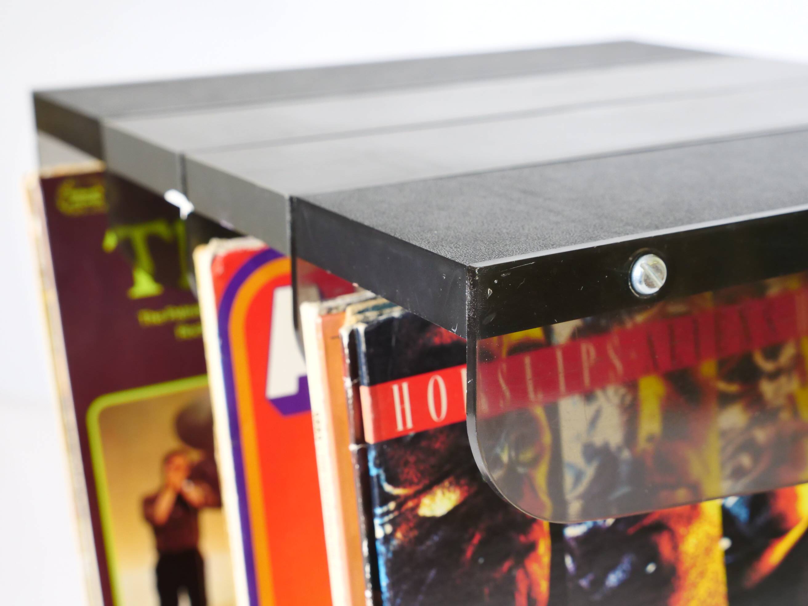 Space Age Vinyl Record Rack in Smoked Acrylic, 1970s