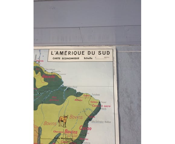 Ancient educational map South America/Africa