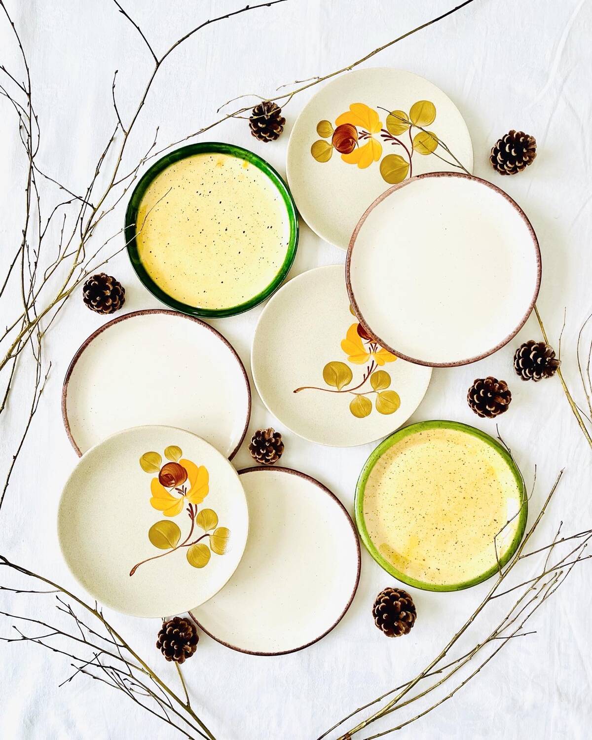 Set of 8 mismatched vintage dessert plates