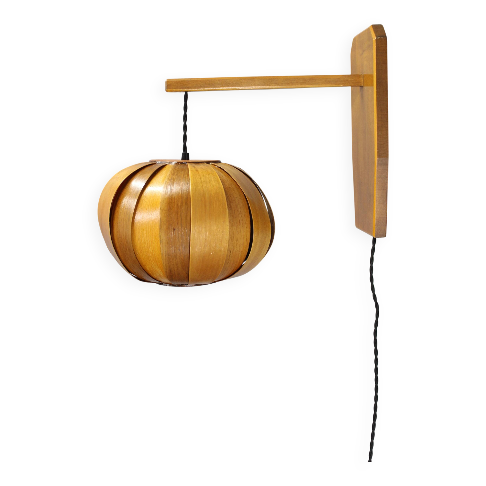 1960s Wooden Wall Lamp, Czechoslovakia