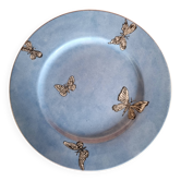 Assiette porcelaine peinte à la main motif Papillons