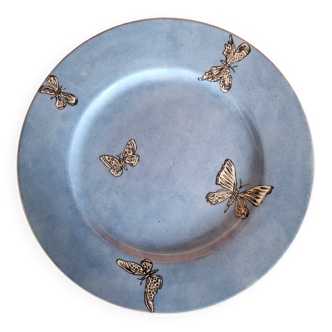 Assiette porcelaine peinte à la main motif Papillons