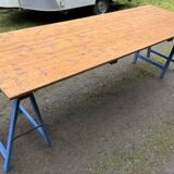 Table ferme guinguette bois sur tréteaux