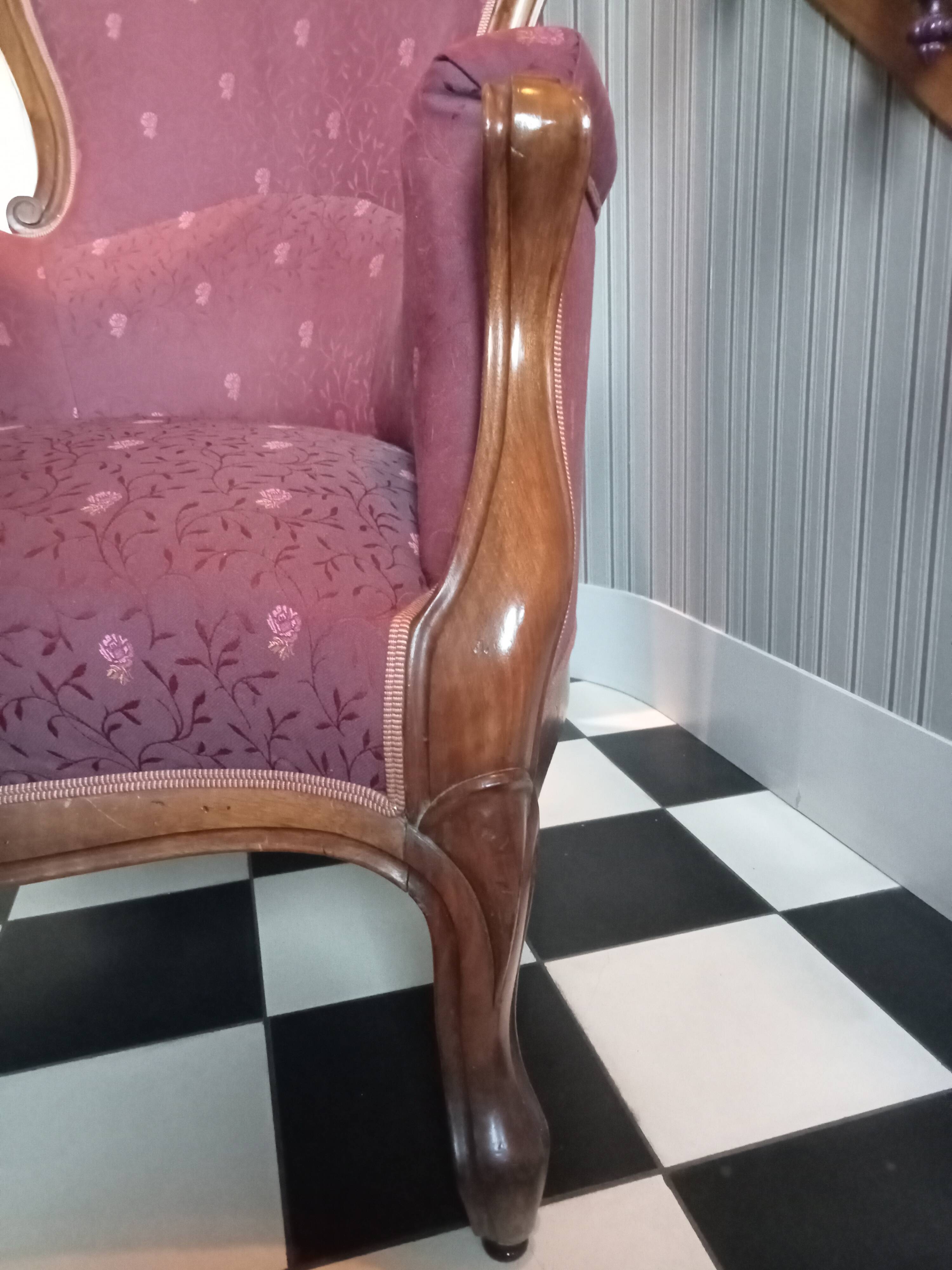 Pair of NIII walnut armchairs