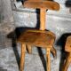 Pair of brutalist olive chairs