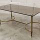 Gold brass coffee table with smoked glass 1970