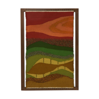 Framed danish abstract wool tapestry 1960s