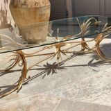 Coffee table ear of wheat in gilded metal