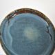 Bowl and round ceramic dish enamelled blue green brown vintage signed vintage