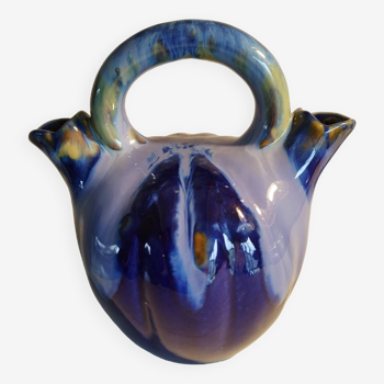 Blue flamed stoneware pitcher