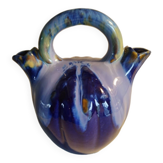 Blue flamed stoneware pitcher