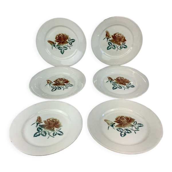6 assiettes plates anciennes made in france digoin
