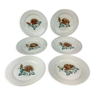 6 old flat plates made in france digoin