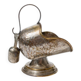 Boîte à sucre en argent plaqué, sculptée à la main, avec cuillère doseuse - Décor de table rétro italien des années 1920