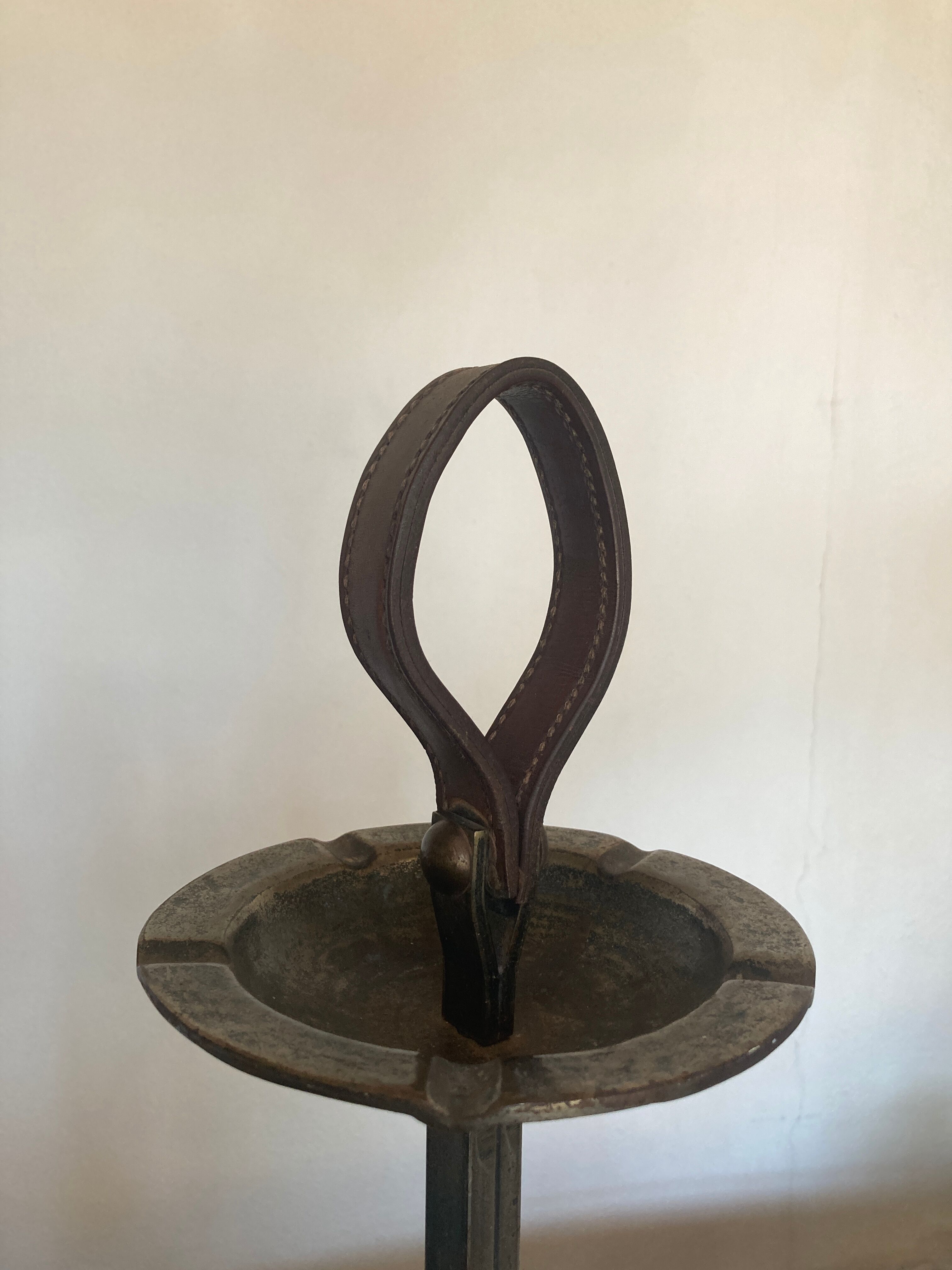 Bronze, steel and leather ashtray by JP Ryckaert, 1970 brutalist.