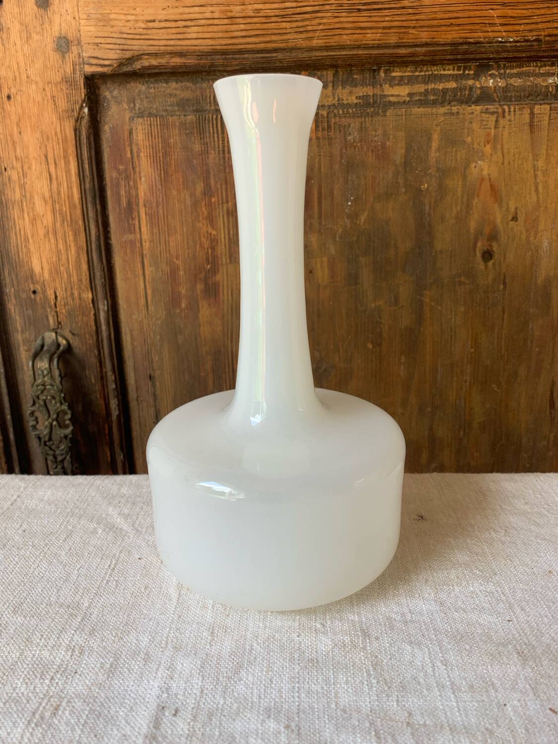 White opaline glass vase 1970