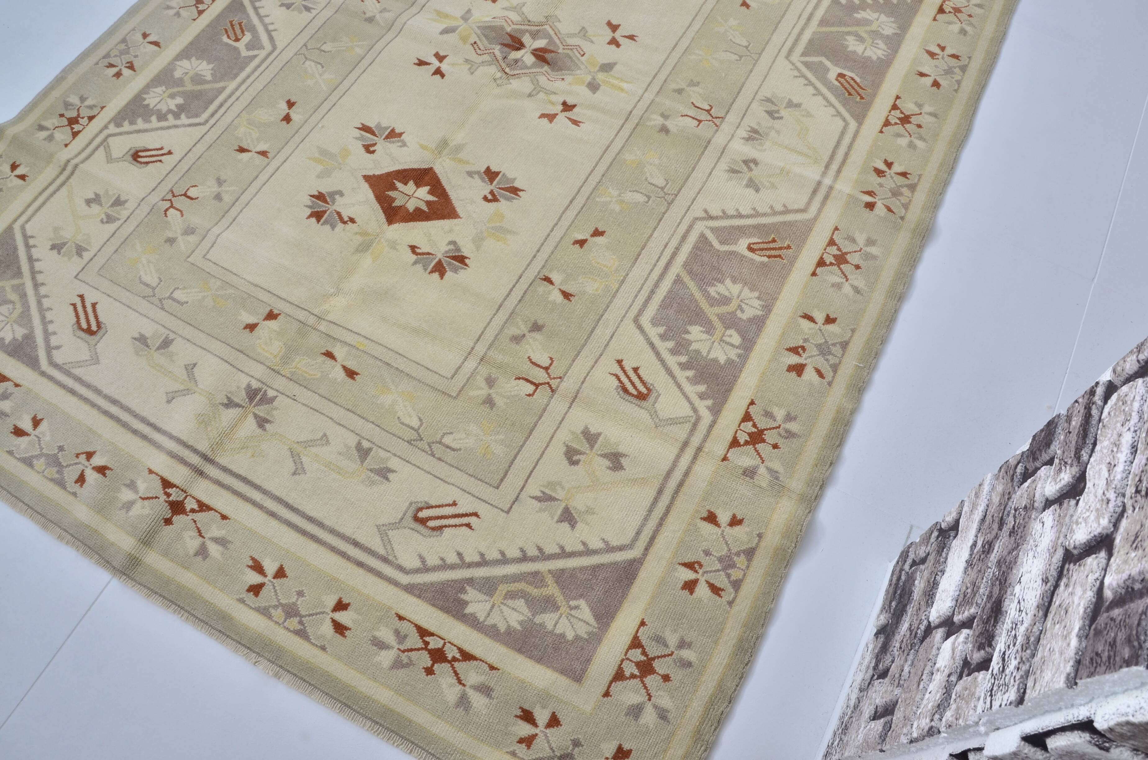 Beige Handknotted Anatolian Wool Carpet sku 2136