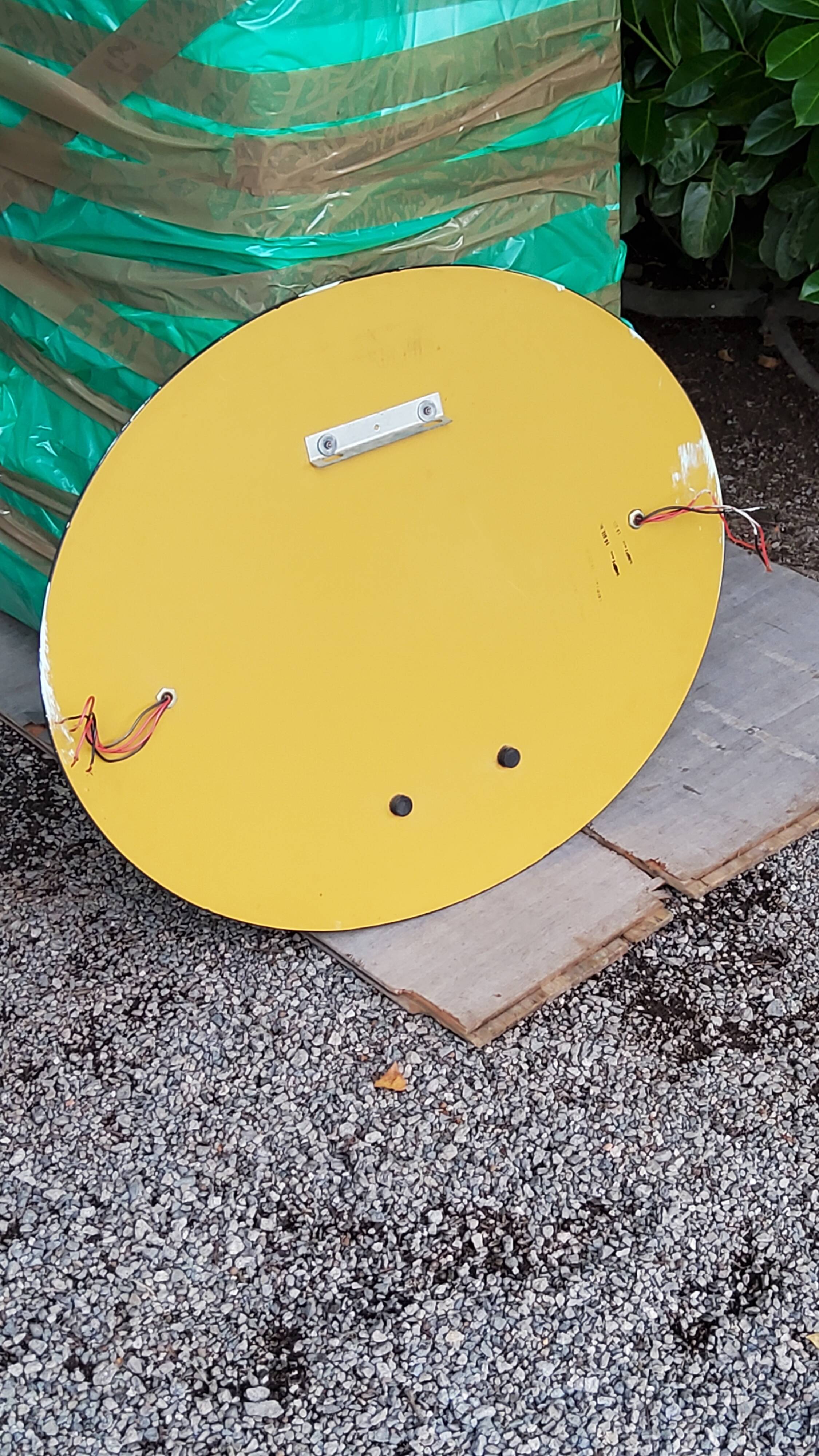 Oval mirror with 2 double tain sconces by Antonio Lupi from the 80s, 69x55 cm