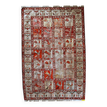 Kilim vintage fait main Sumak persan en soie artificielle 125cm x 183cm (19