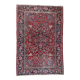 Handmade 1920s Persian Kashan rug 134 x 208 cm - deep ruby & indigo (1C1194)