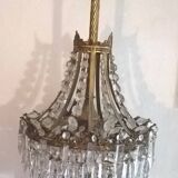 Lustre ancien forme montgolfière en laiton 4 feux