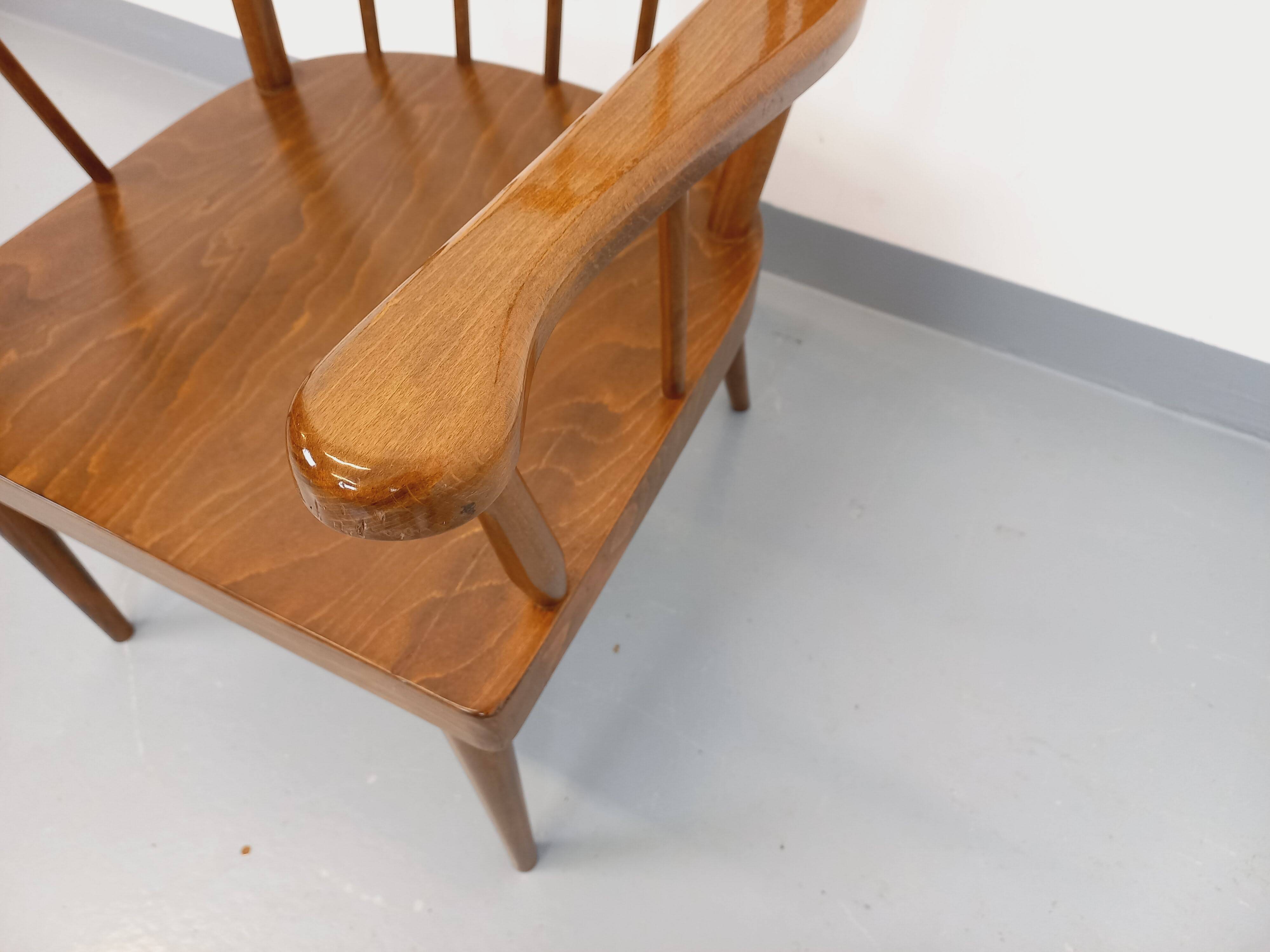 Vintage Baumann wooden armchair, Fan model, from the 60s