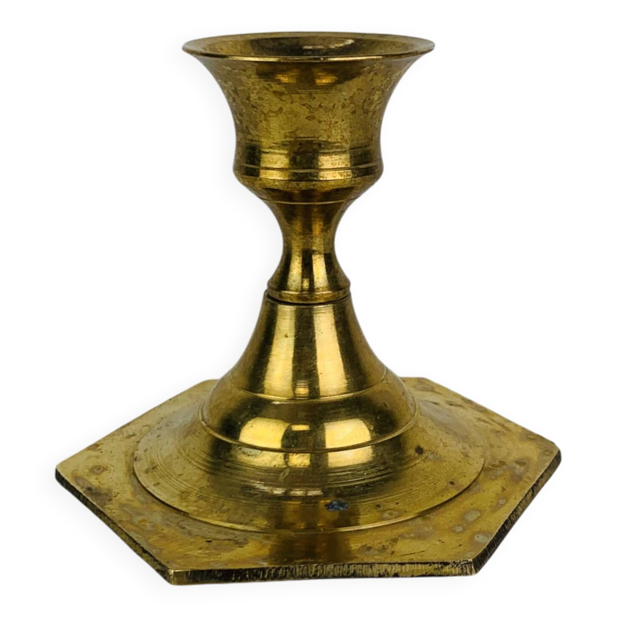 Bougeoir laiton doré octogonal, vintage