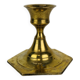Octagonal golden brass candlestick, vintage