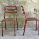 Paire de chaises tolix T2 rouge - assise pleine - 1950