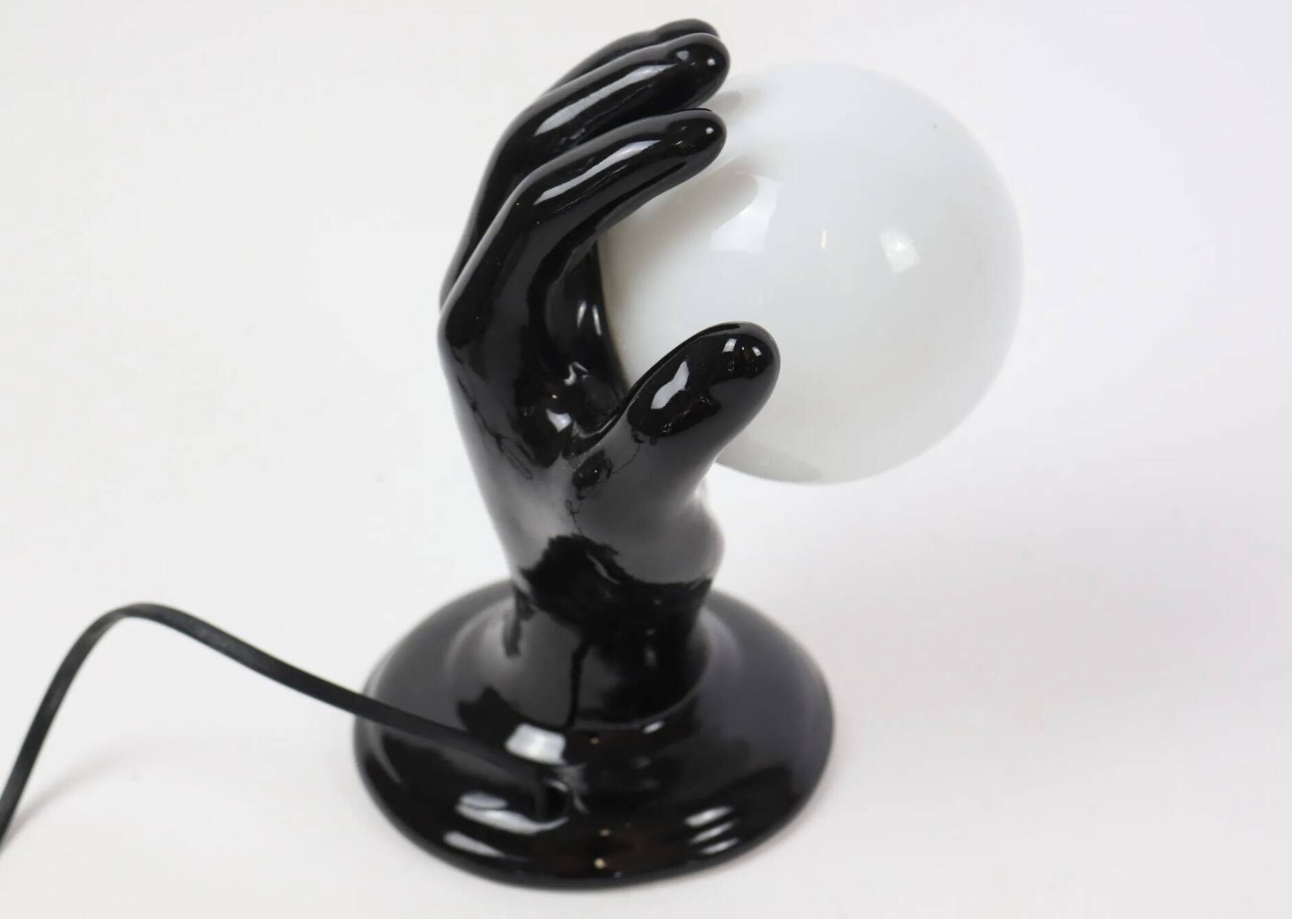 Table lamp / Wall lamp "hand" in black enameled porcelain