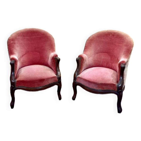Paire de fauteuils Napoléon III en acajou 19ème