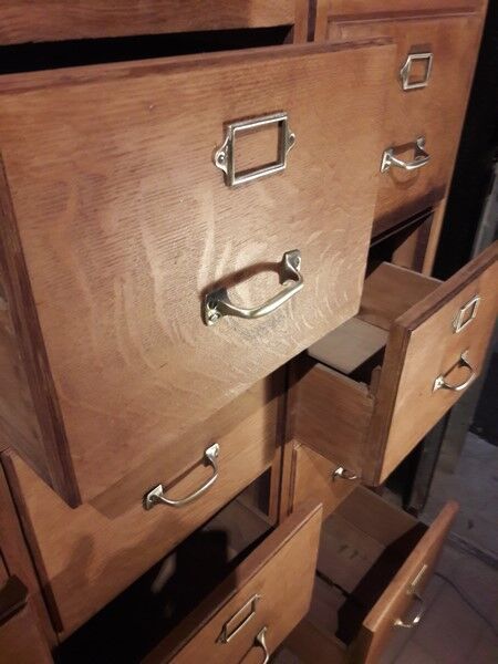 Former furniture of notary in oak 12 drawers 1930