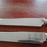REX - Lot of 4 table knives model Chinon with silver-plated metal contour.