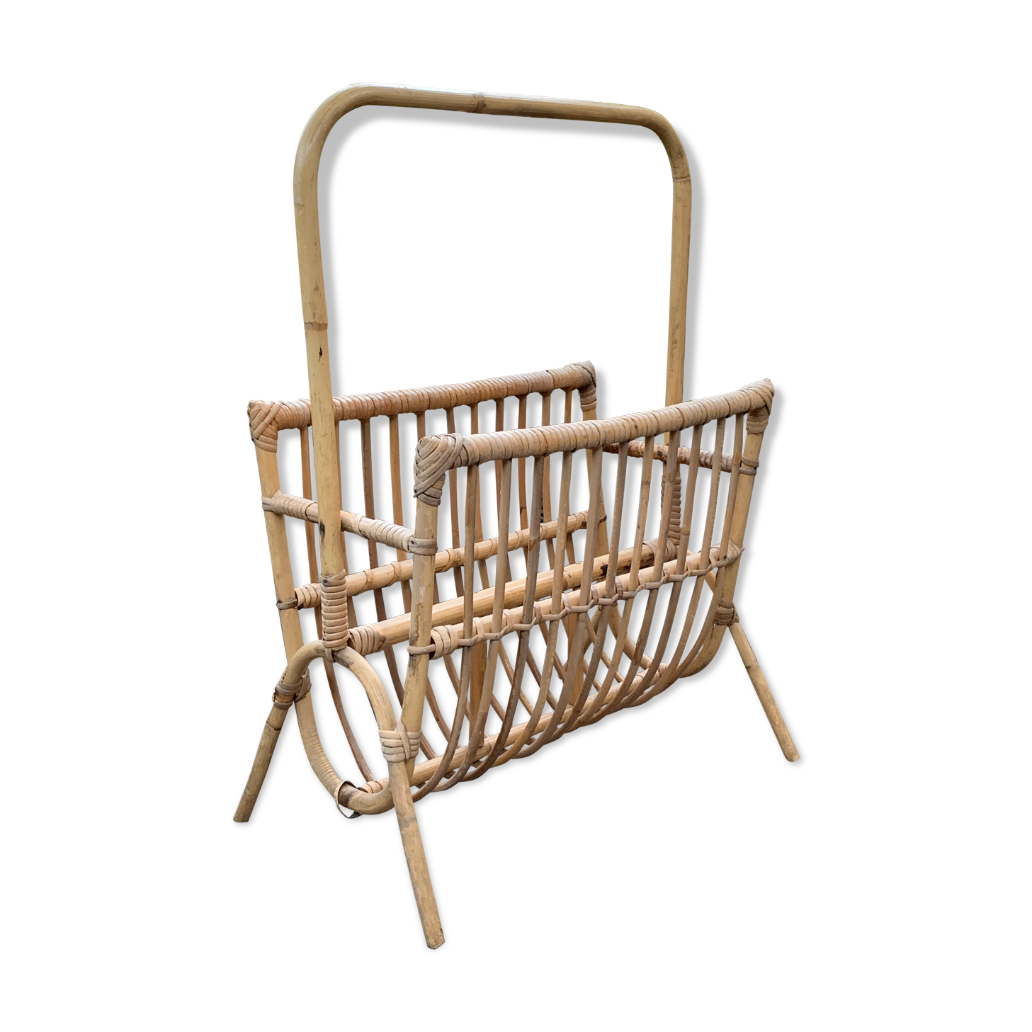 Porte-revue rotin vintage
