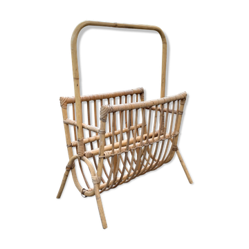 Vintage rattan magazine holder