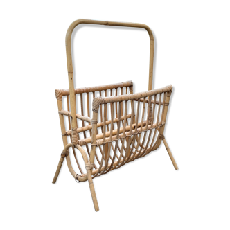 Vintage rattan magazine holder