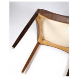 Ensemble de 6 chaises de design danois en palissandre massif avec cuir brun