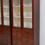 Large Antique Belgian Pitch Pine Apothecary Shop Cabinet / Vitrine, ca 1900