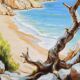 Oil painting of a beach signed. Sea in oil signed. Painting of a beach.