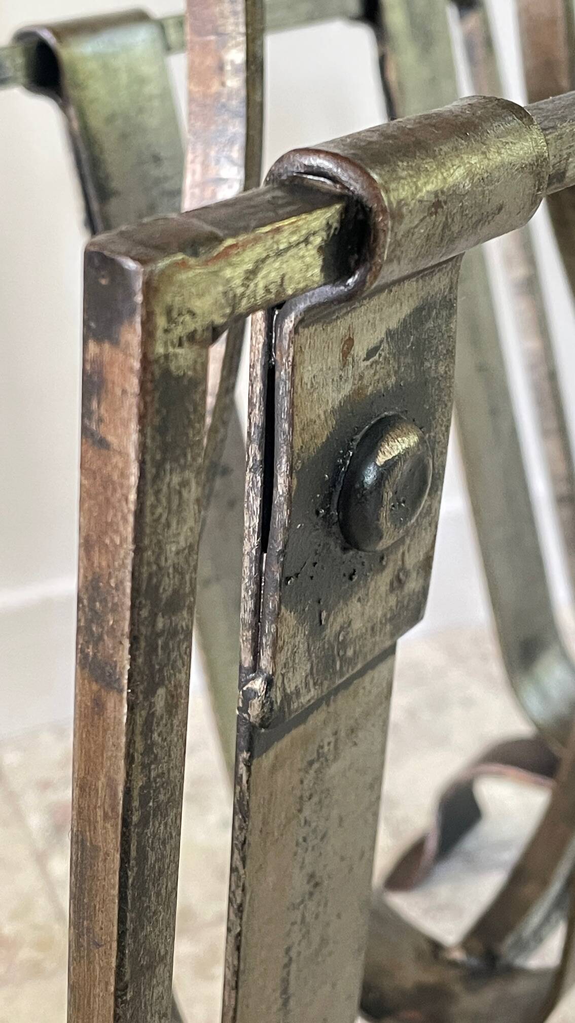 Brutalist vintage steel magazine rack