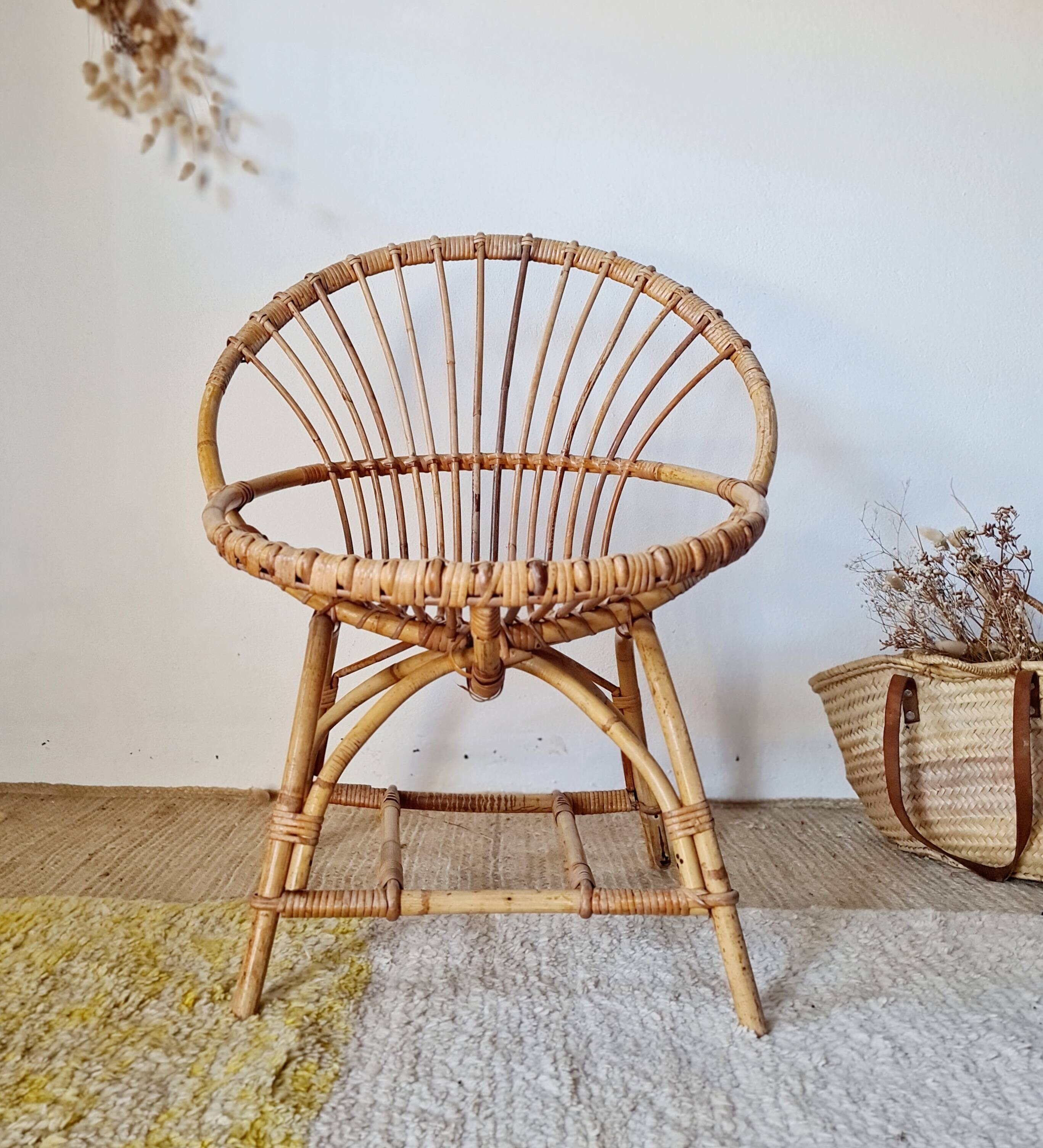 Vintage Shell Chair in Rattan and Bamboo – 1960s