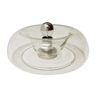 Mid century modern glass ceiling lamp or flush light by J.T. Kalmar
