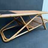 Rattan and ceramic coffee table