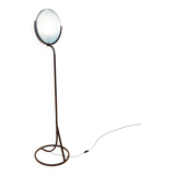 Floor lamp in metal and sandblasted glass disc