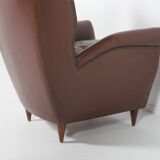 Pair of Italian Wingback Lounge armchairs Gio Ponti style, 1950's