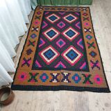 Handwoven vintage Romanian carpet 234x138cm