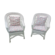 Rattan armchairs, white lacquered