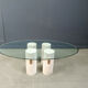 Vintage travertine and glass coffee table, 1970s