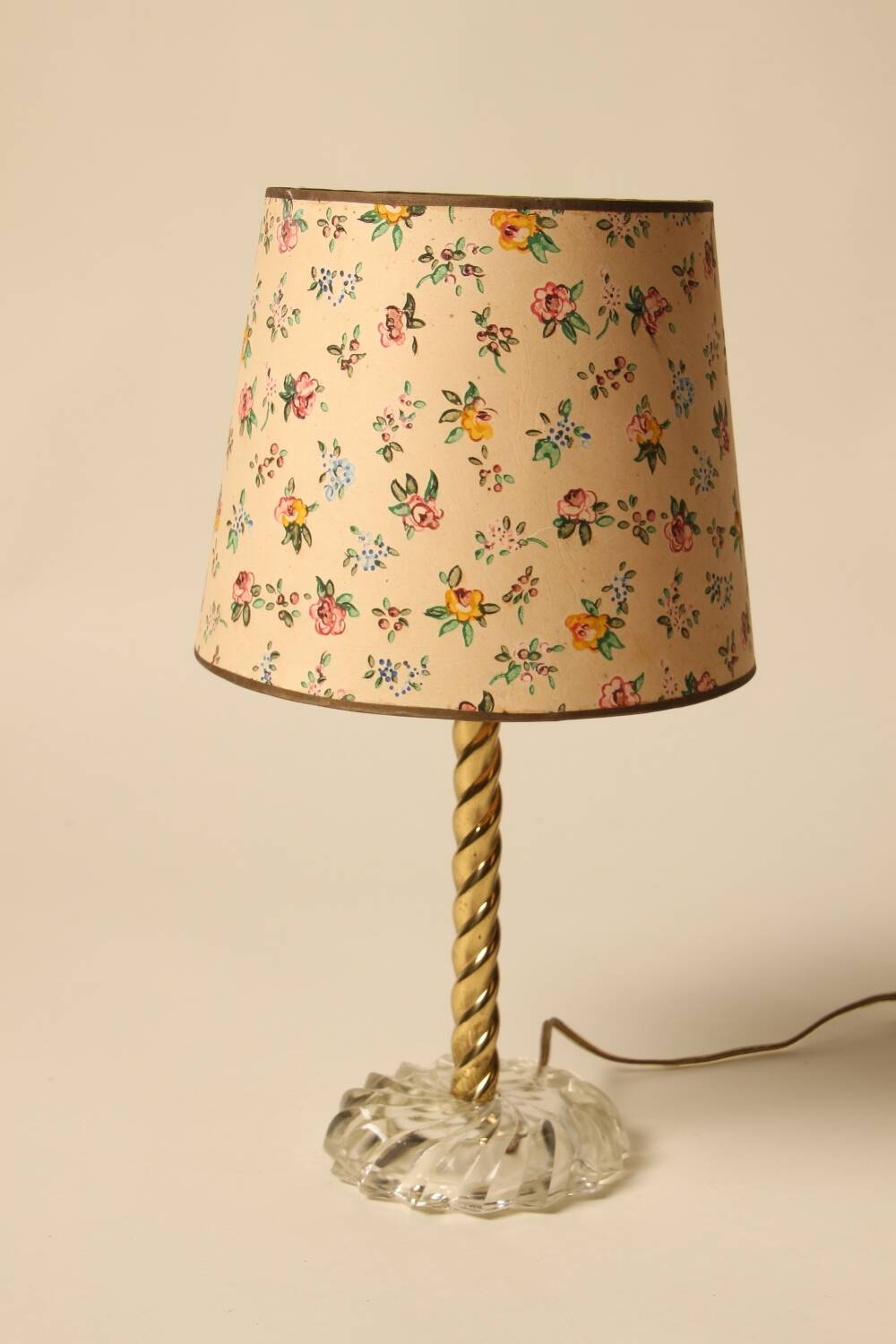 Pair of lamps with hand-painted floral shades