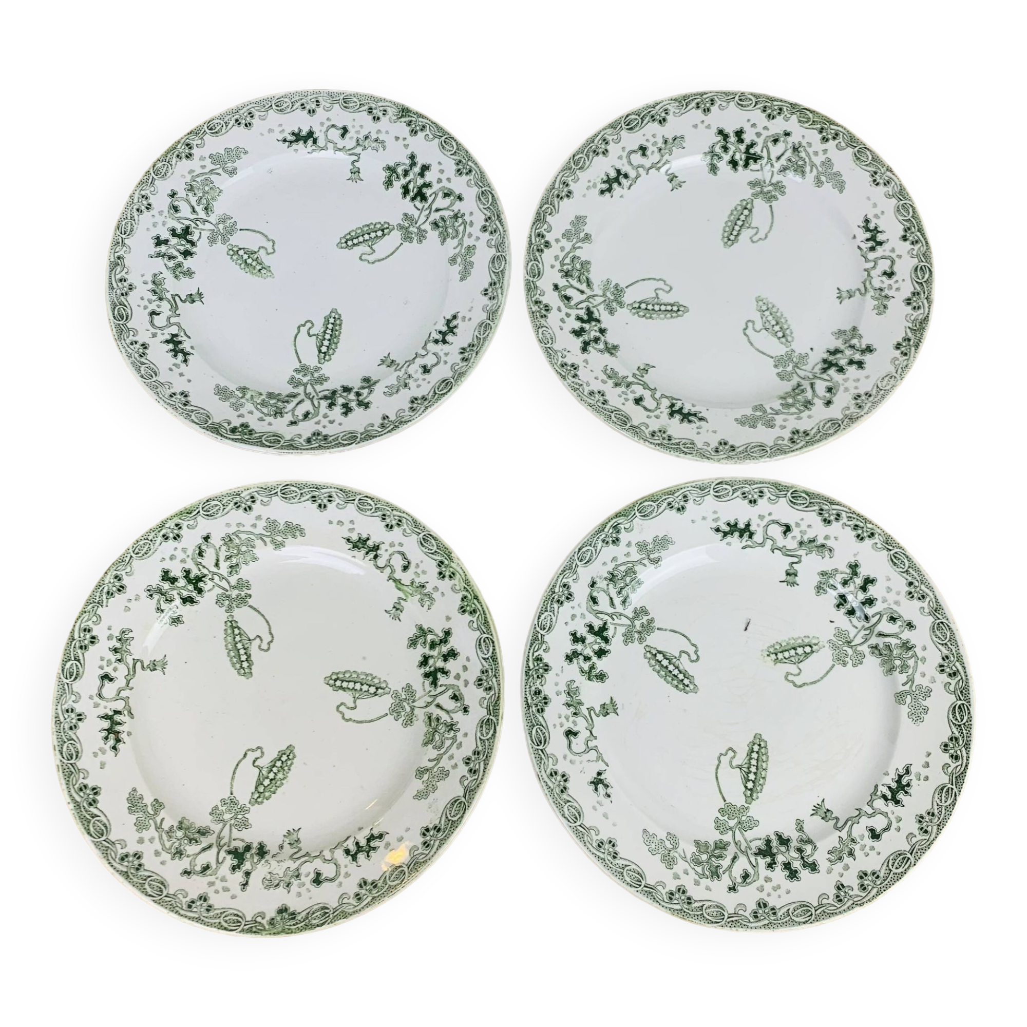 4 dessert plates Modern Style St Amand iron land